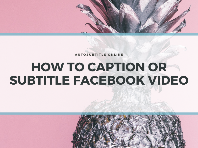 How to Add Captions And Subtitles to Facebook Video-AutoSubtitle Online