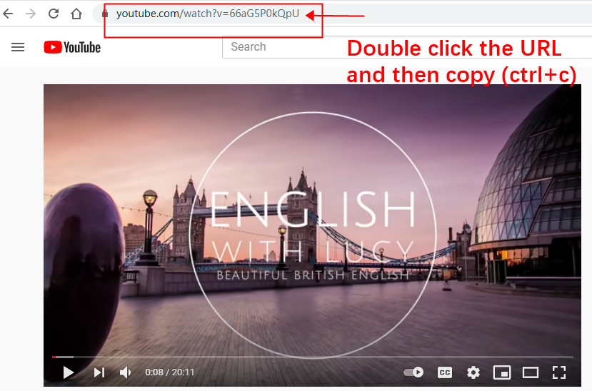 copy the youtube video url